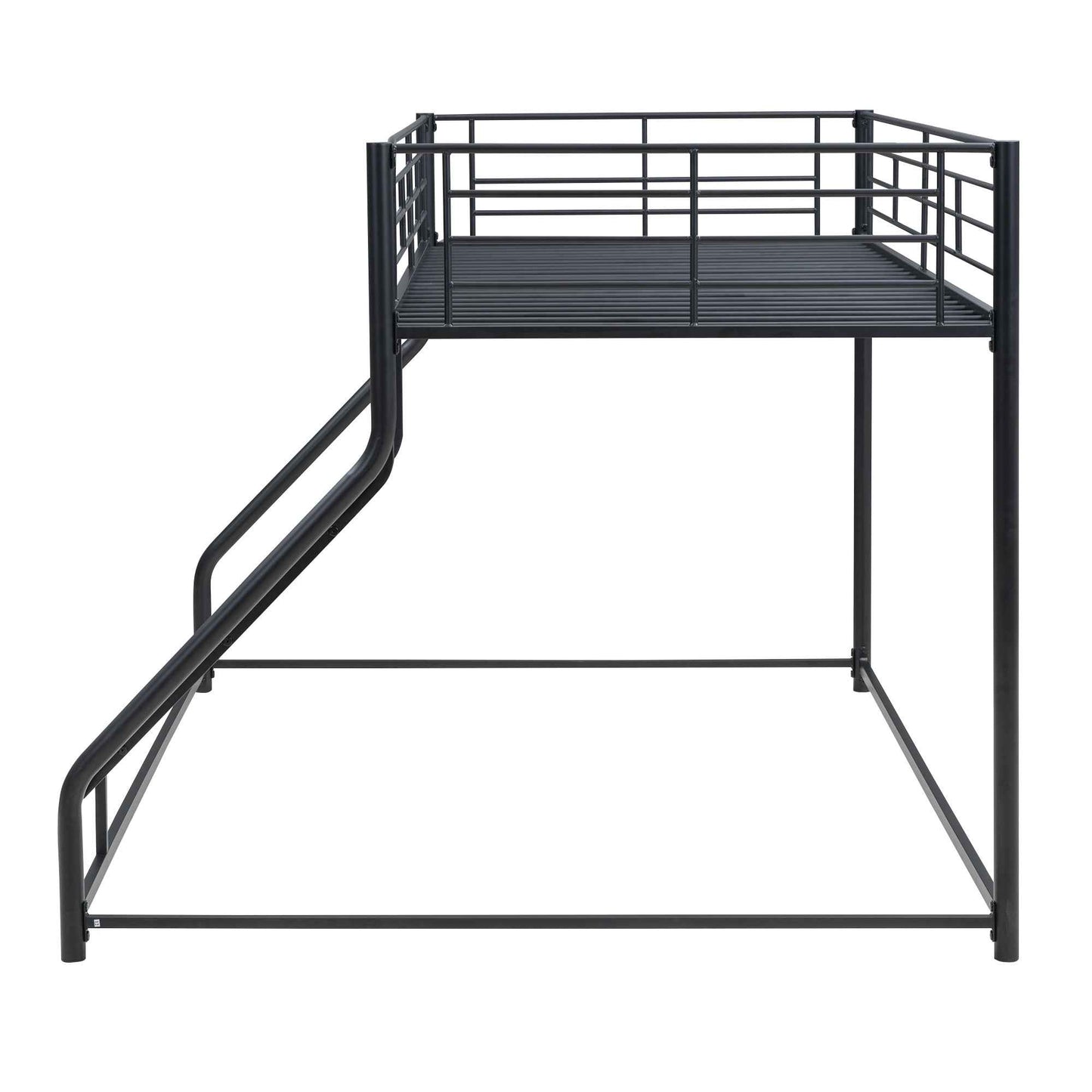 Metal Floor Bunk Bed, Twin XL over Queen, Black-Free Shipping