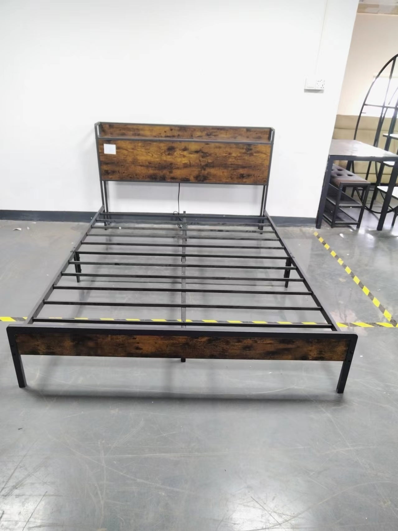 Bed frame with charging station Queen size,Grey, 87.8'' L x 61.8'' W x 39.2'' H. - Free Shipping - Aurelia Clothing