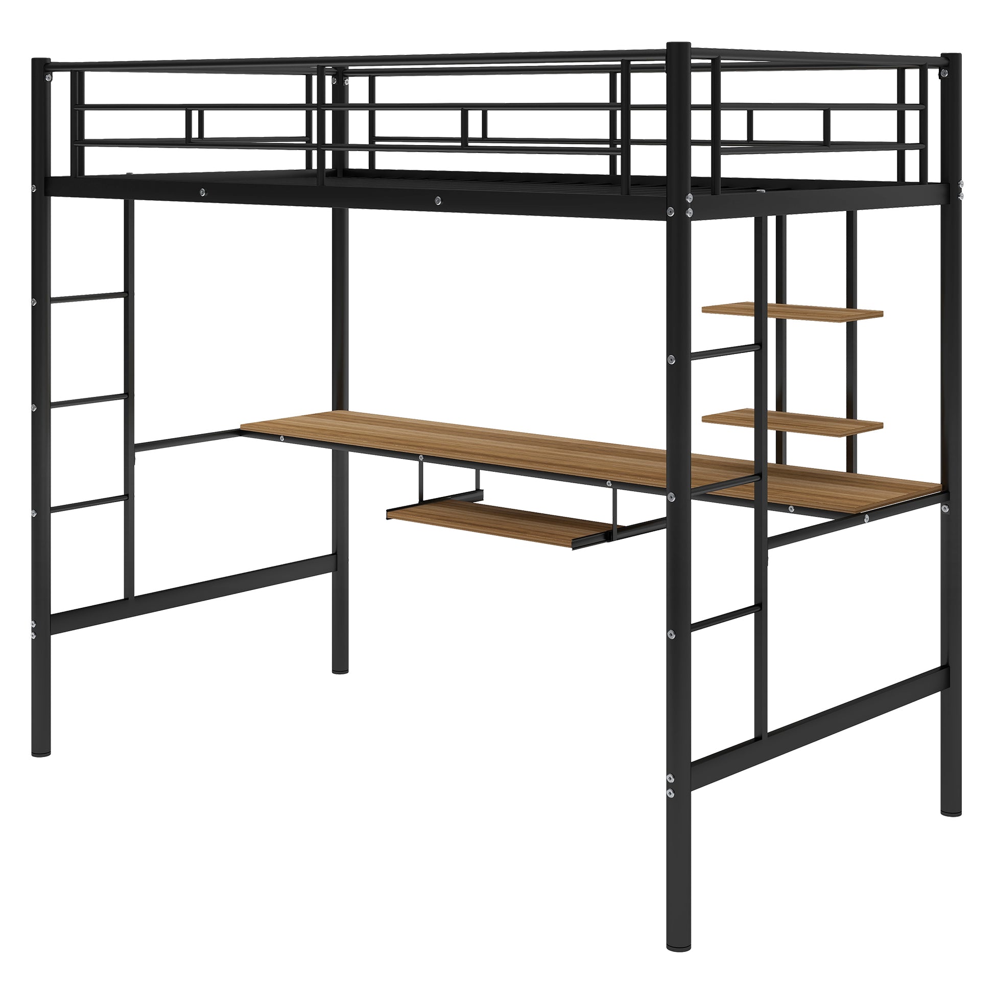 Loft Bed with Desk and Shelf , Space Saving Design,Twin(OLD SKU:MF193081AAB) - Free Shipping - Aurelia Clothing