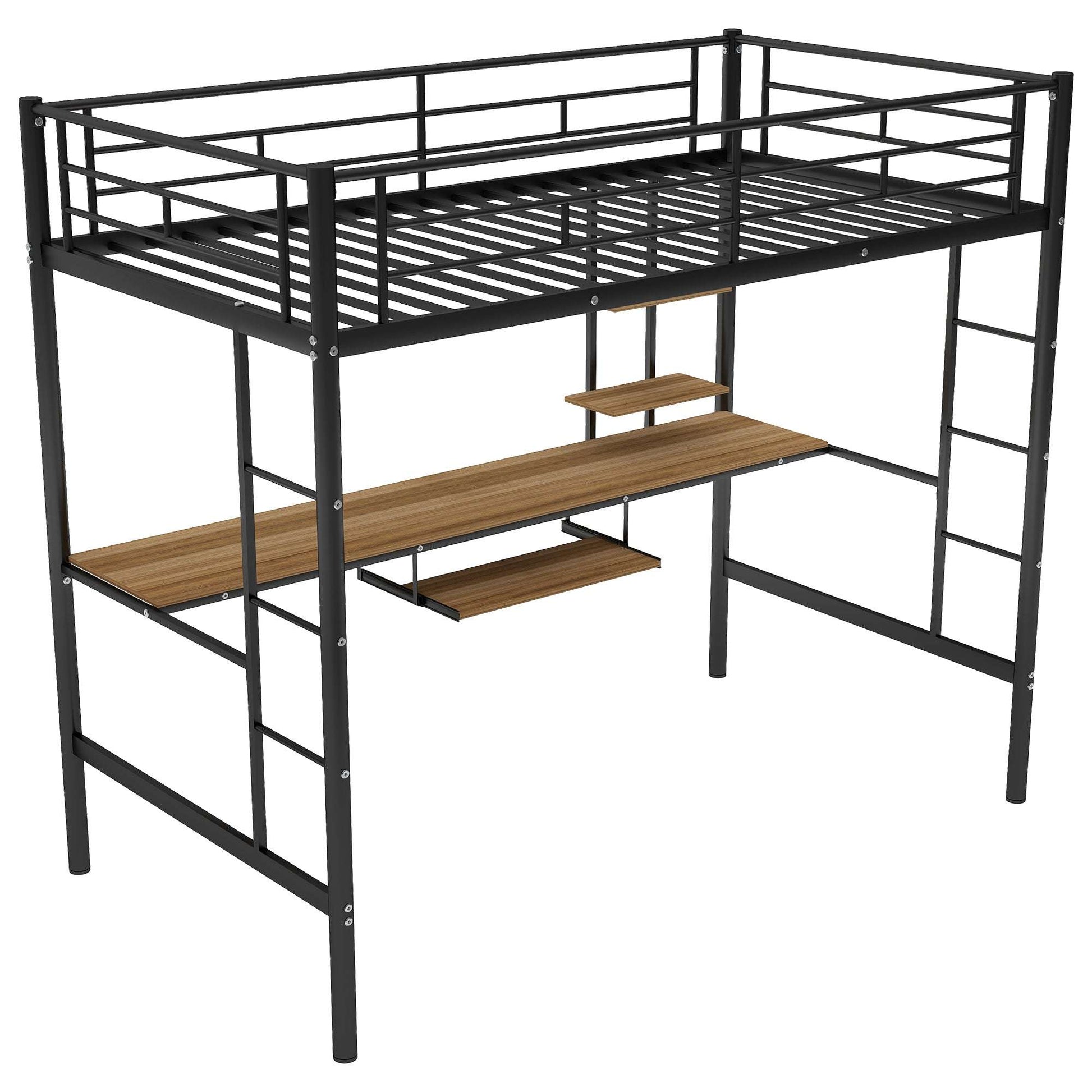 Loft Bed with Desk and Shelf , Space Saving Design,Twin(OLD SKU:MF193081AAB) - Free Shipping - Aurelia Clothing