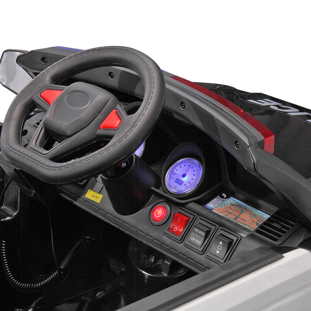 12V Kid Ride on Police Car with Parental Remote Control, Battery Powered Electric Truck with Siren, Flashing Lights,Music, Spring Suspension, Black - Free Shipping - Aurelia Clothing