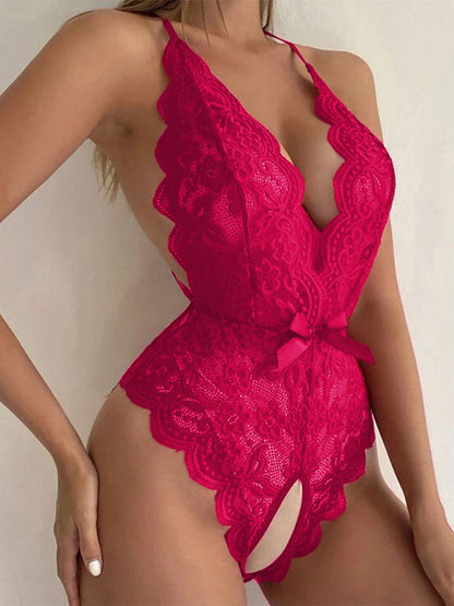 Women's Halter Neck Strap Sexy Backless Lace Bodysuit - Free Shipping - Aurelia Clothing