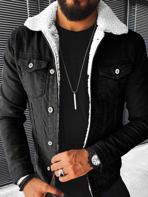 Plush Style Thickened Denim Men's Outer Jacket - Free Shipping - Aurelia Clothing