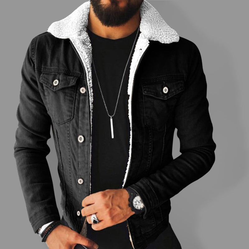 Plush Style Thickened Denim Men's Outer Jacket - Free Shipping - Aurelia Clothing