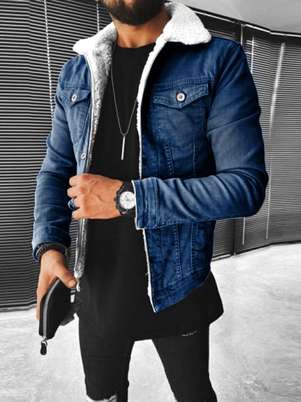 Plush Style Thickened Denim Men's Outer Jacket - Free Shipping - Aurelia Clothing