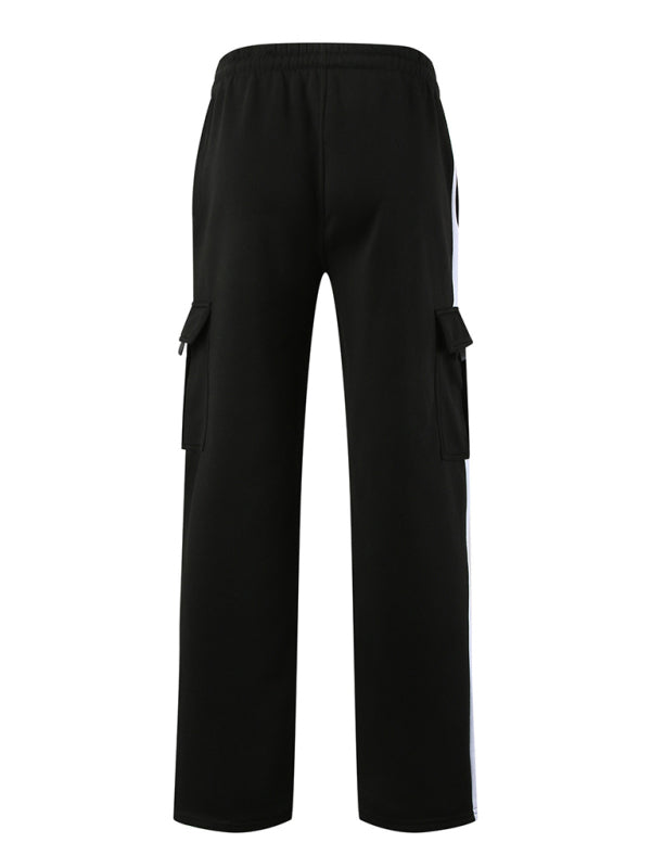 Men's autumn and winter velvet loose multi-pocket lanyard overalls - Free Shipping