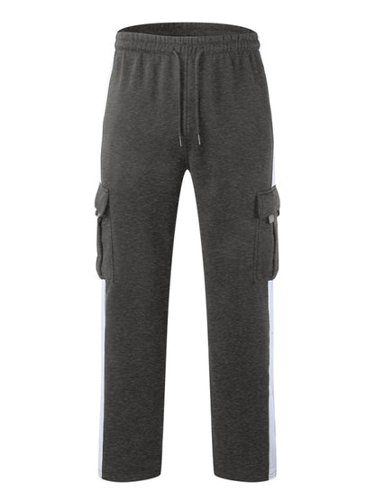 Men's autumn and winter velvet loose multi-pocket lanyard overalls - Free Shipping