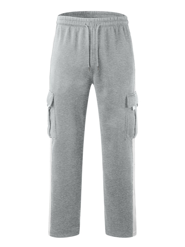 Men's autumn and winter velvet loose multi-pocket lanyard overalls - Free Shipping