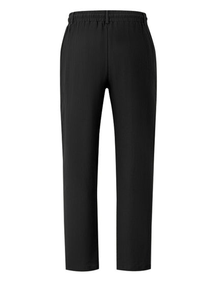 Men's black breathable linen loose casual trousers - Free Shipping