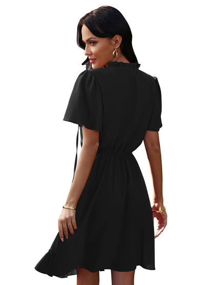 Women's high neck loose Ruffle Dress - Free Shipping