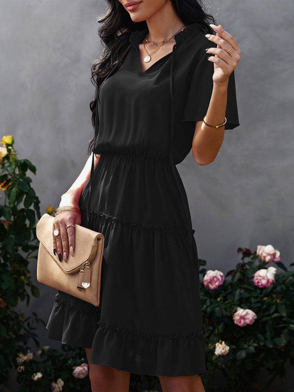 Women's high neck loose Ruffle Dress - Free Shipping