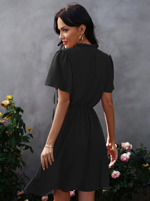 Women's high neck loose Ruffle Dress - Free Shipping