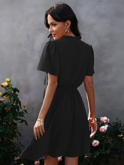 Women's high neck loose Ruffle Dress - Free Shipping