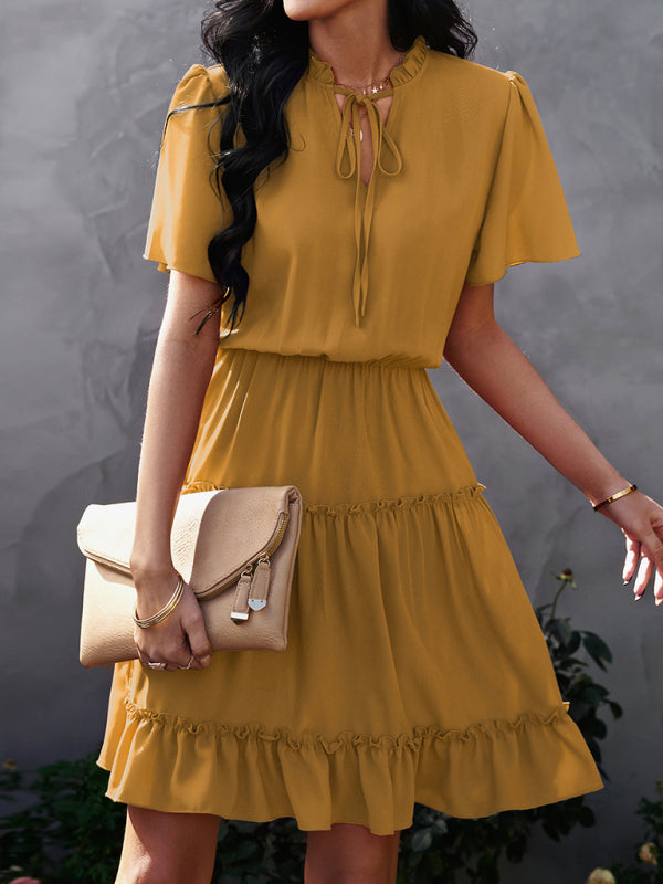 Women's high neck loose Ruffle Dress - Free Shipping