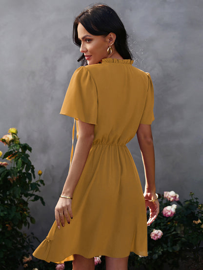 Women's high neck loose Ruffle Dress - Free Shipping