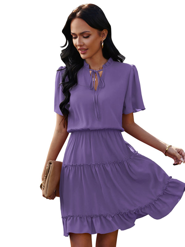 Women's high neck loose Ruffle Dress - Free Shipping
