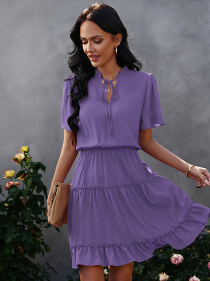 Women's high neck loose Ruffle Dress - Free Shipping