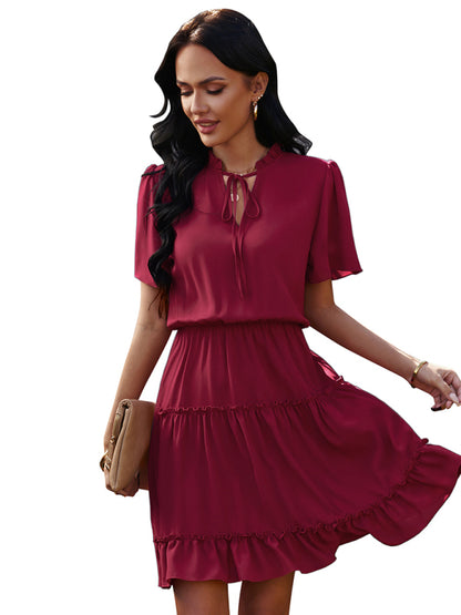 Women's high neck loose Ruffle Dress - Free Shipping