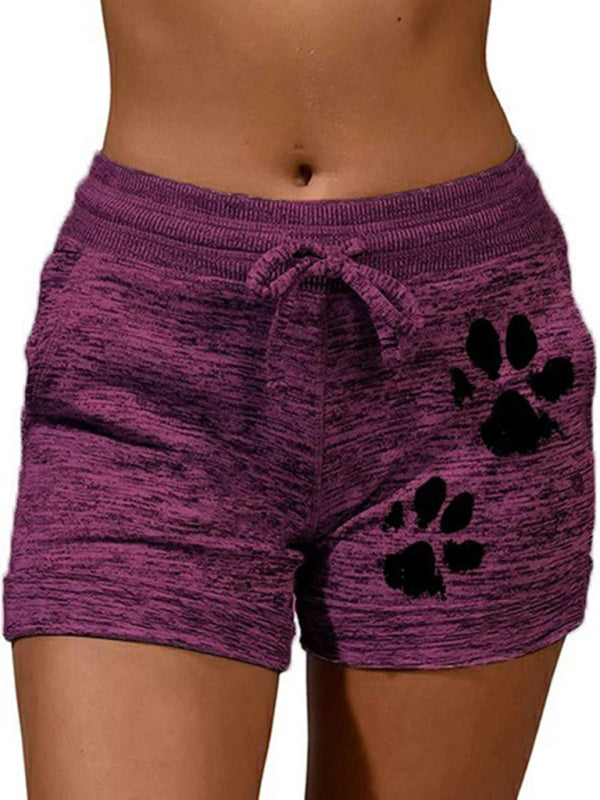 Women's printed bottoming quick-drying shorts yoga pants casual sports waist elastic shorts - Free Shipping - Aurelia Clothing