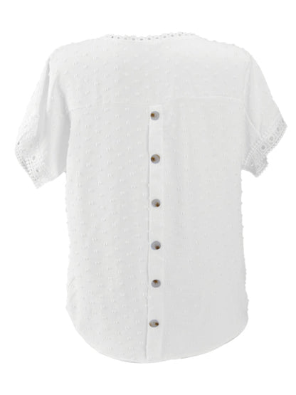 Women's new round neck pullover short sleeve lace top - Free Shipping - Aurelia Clothing