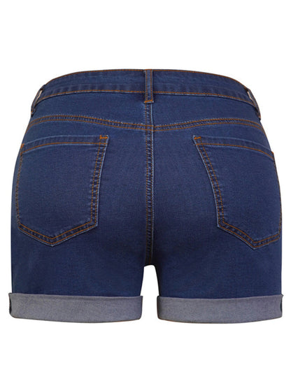 Stylish simple high elastic women's denim shorts - Free Shipping - Aurelia Clothing