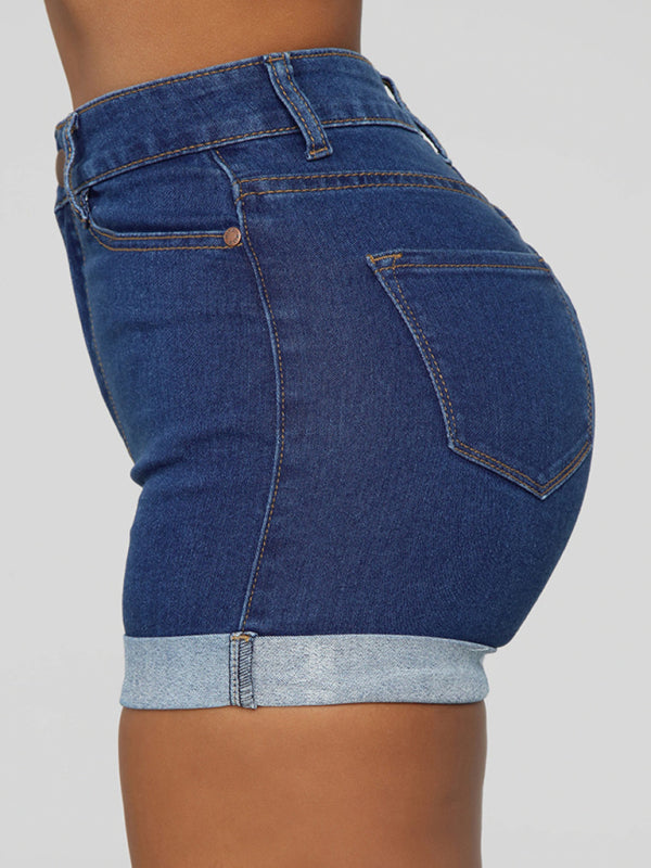 Stylish simple high elastic women's denim shorts - Free Shipping - Aurelia Clothing