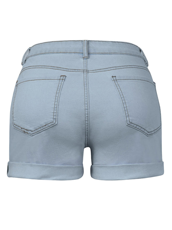 Stylish simple high elastic women's denim shorts - Free Shipping - Aurelia Clothing