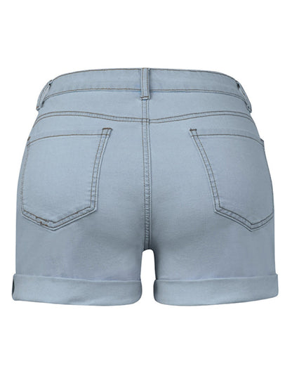 Stylish simple high elastic women's denim shorts - Free Shipping - Aurelia Clothing
