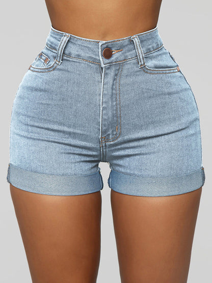 Stylish simple high elastic women's denim shorts - Free Shipping - Aurelia Clothing