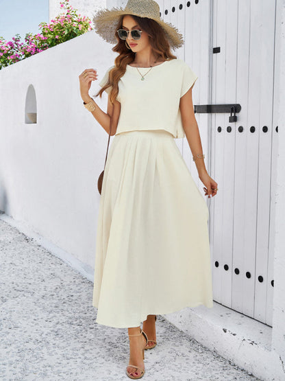 New spring and summer casual sleeveless top and long skirt suit - Free Shipping - Aurelia Clothing