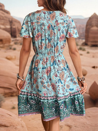 New women's v-neck bohemian style dress - Free Shipping - Aurelia Clothing