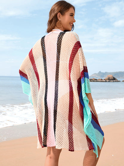 Openwork Color Block Plunge Cover-Up - Aurelia Clothing