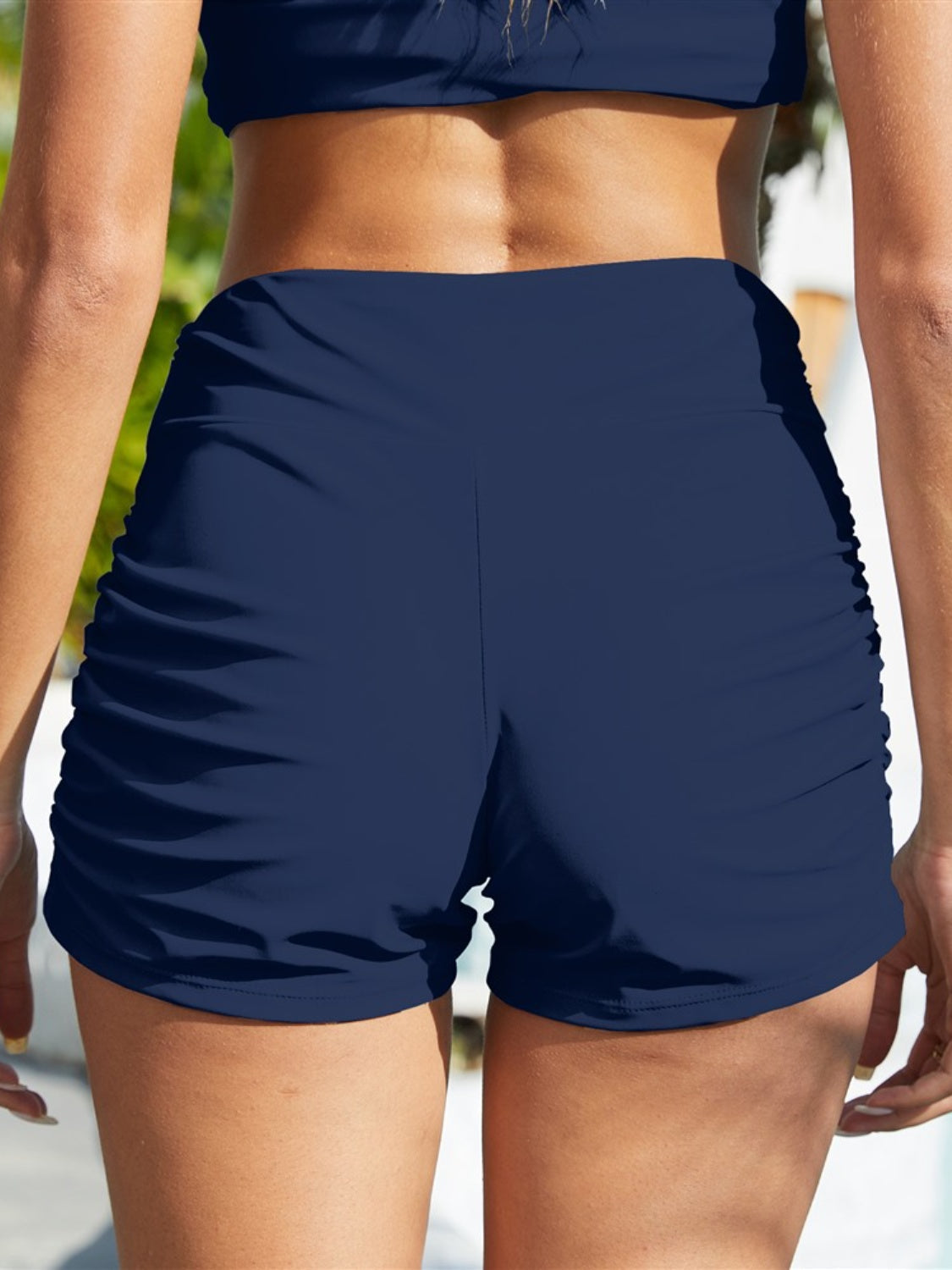 Ruched Mid-Rise Waist Swim Shorts - Aurelia Clothing